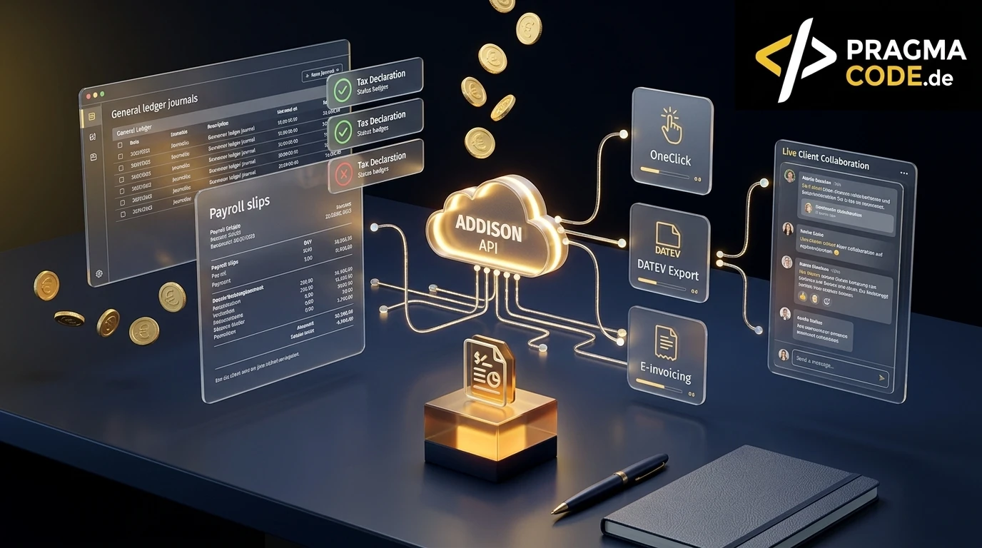 ADDISON Wolters Kluwer 3D Header mit Kanzlei-Software, OneClick Schnittstellen und ERP Automatisierung