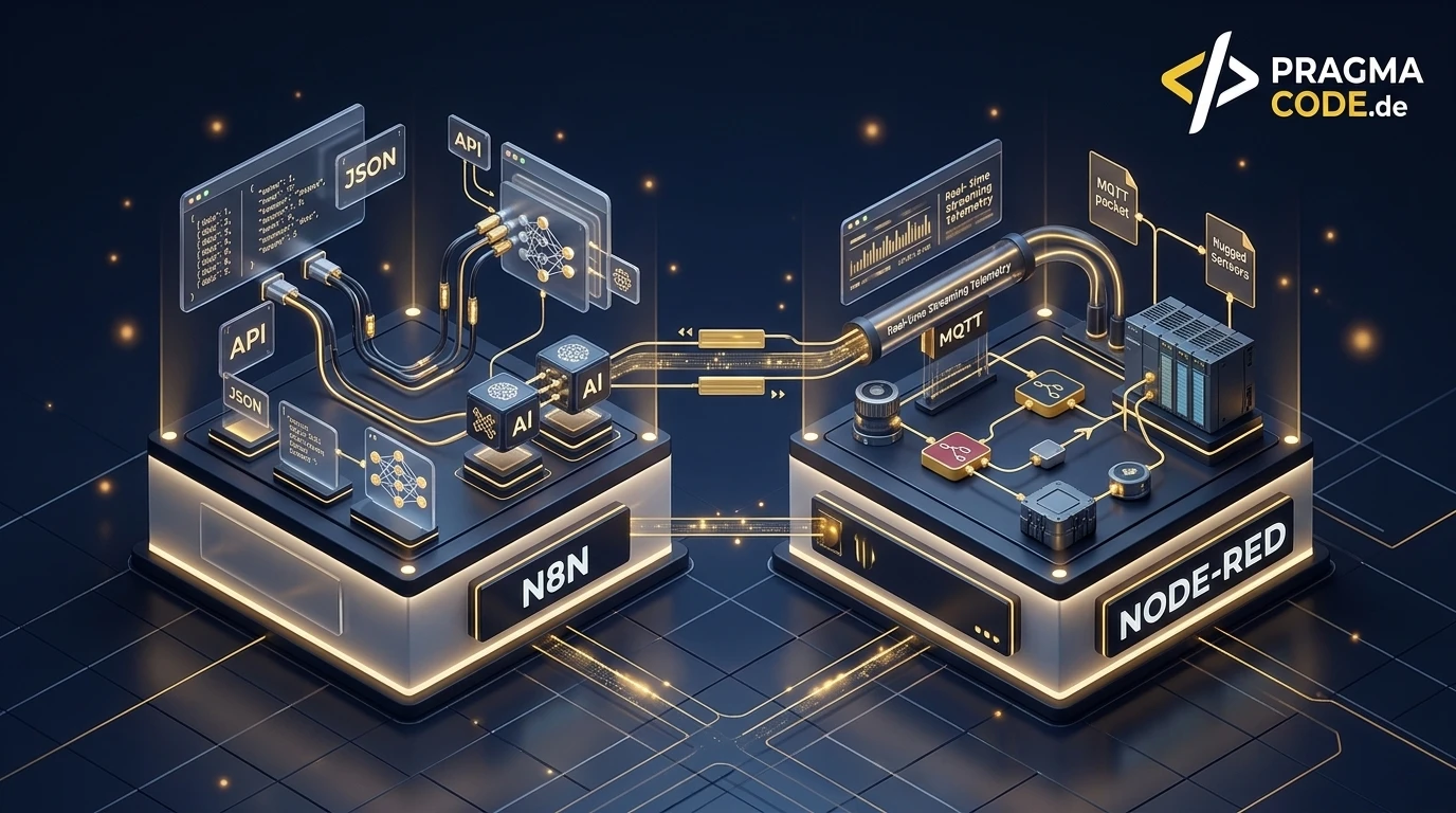 n8n vs Node-RED Automatisierungs-Vergleich und Datenfluss-Architektur für den Mittelstand