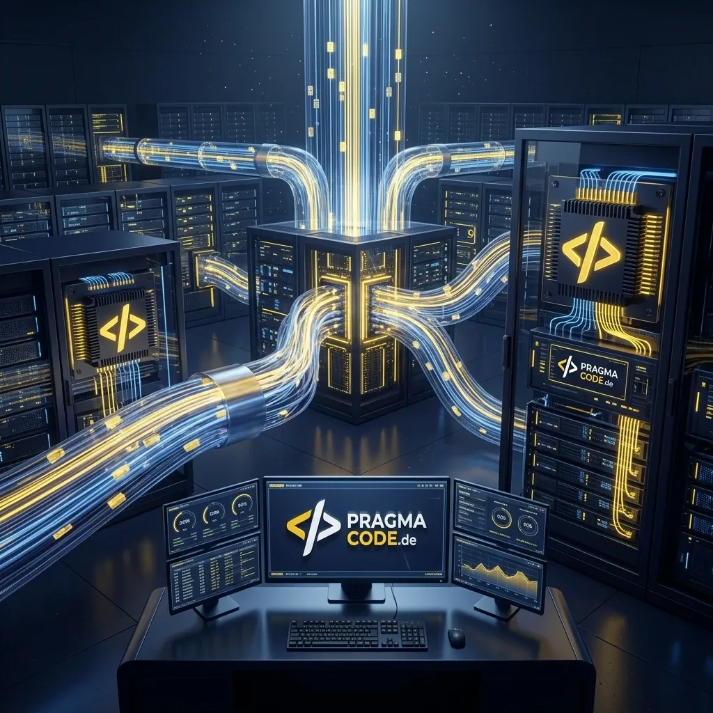 3D Render eines High-Performance Datenbank Clusters für E-Commerce