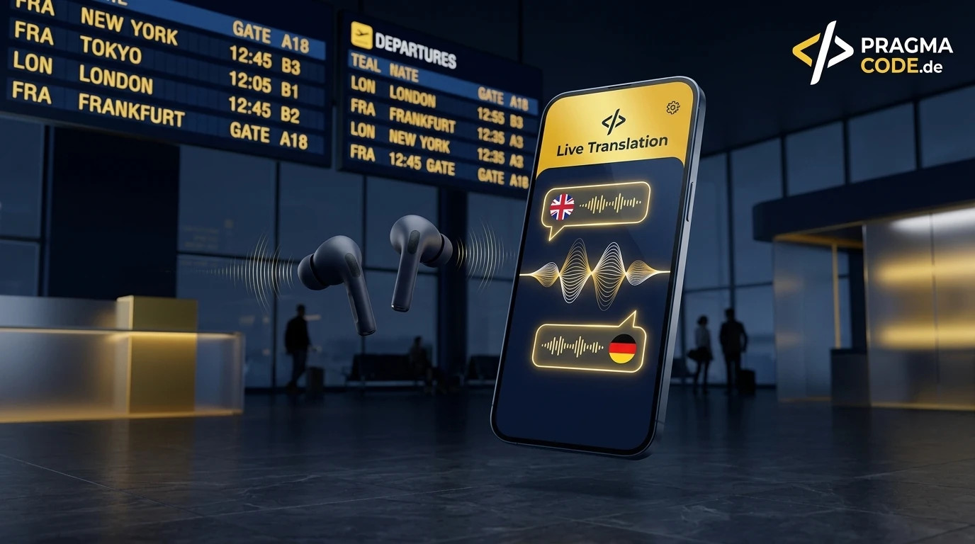 Google Translate Live-Übersetzen beim Reisen mit Kopfhörern und Smartphone