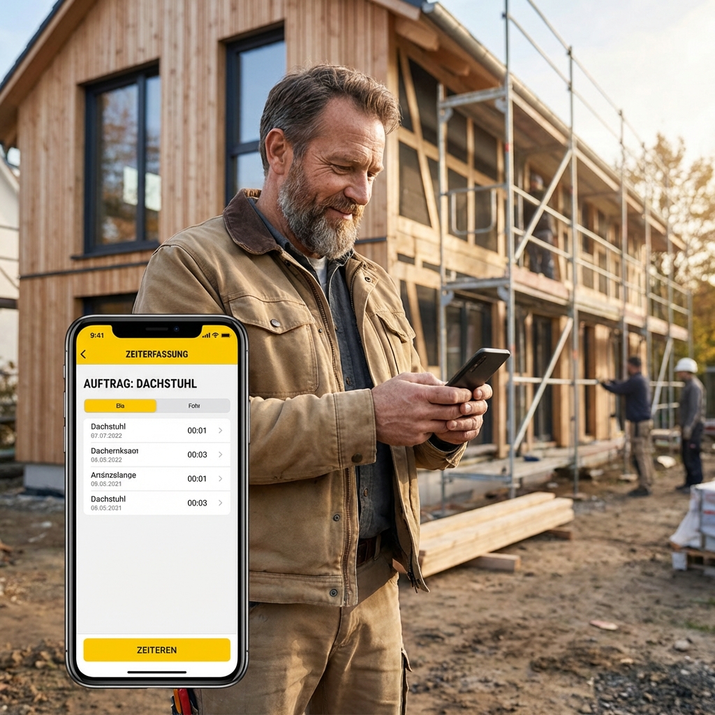 Handwerker mit Tablet