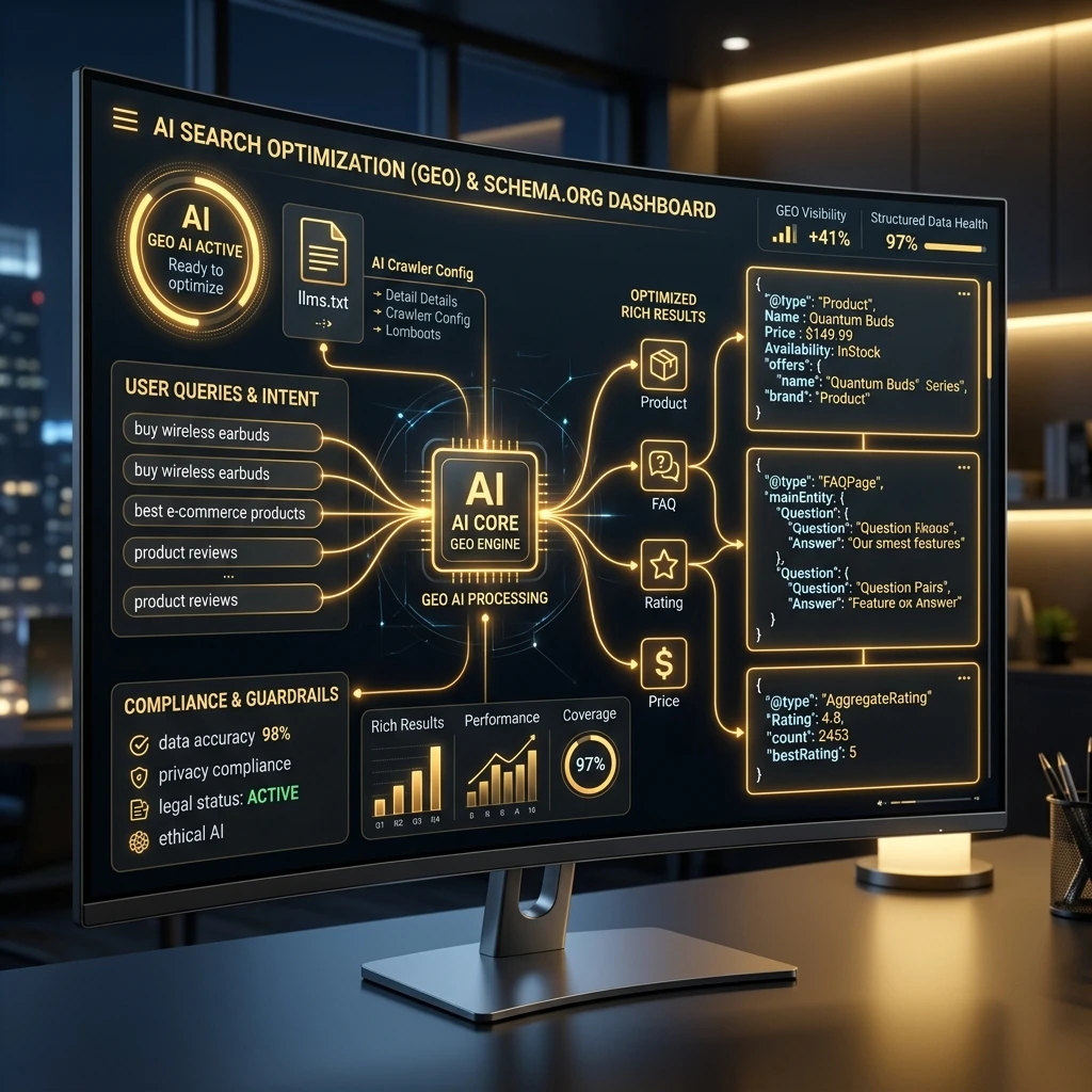 GEO AI Optimization & Schema.org Structured Data Dashboard