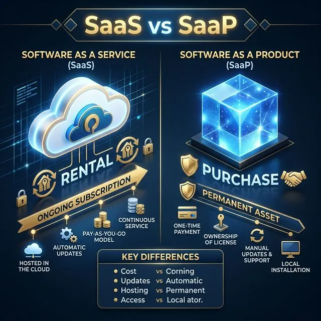 SaaS vs SaaP Comparison 3D Infographic